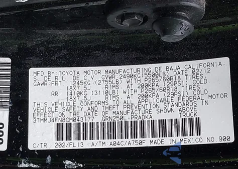 2012 Toyota Tacoma Base V6 from USA, damaged, VIN 3TMMU4FN8CM043177